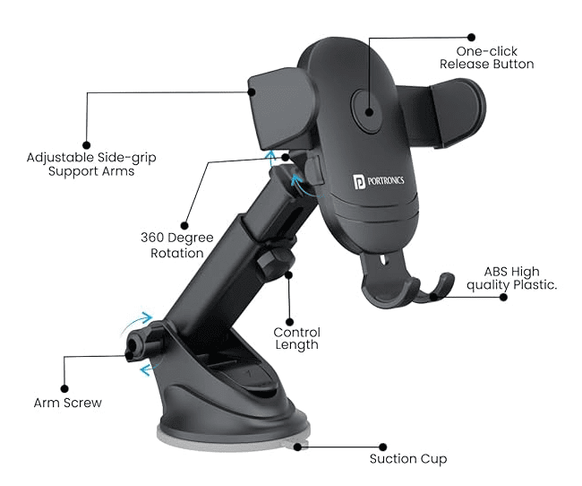 Portronics Clamp M2 Car Mobile Holder